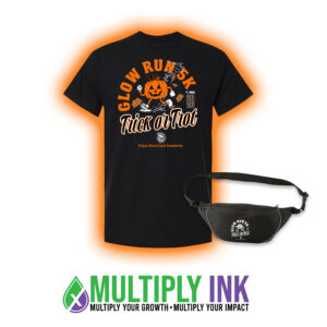 Trick or Trot 5k 2026 black performance tshirt and fanny pack