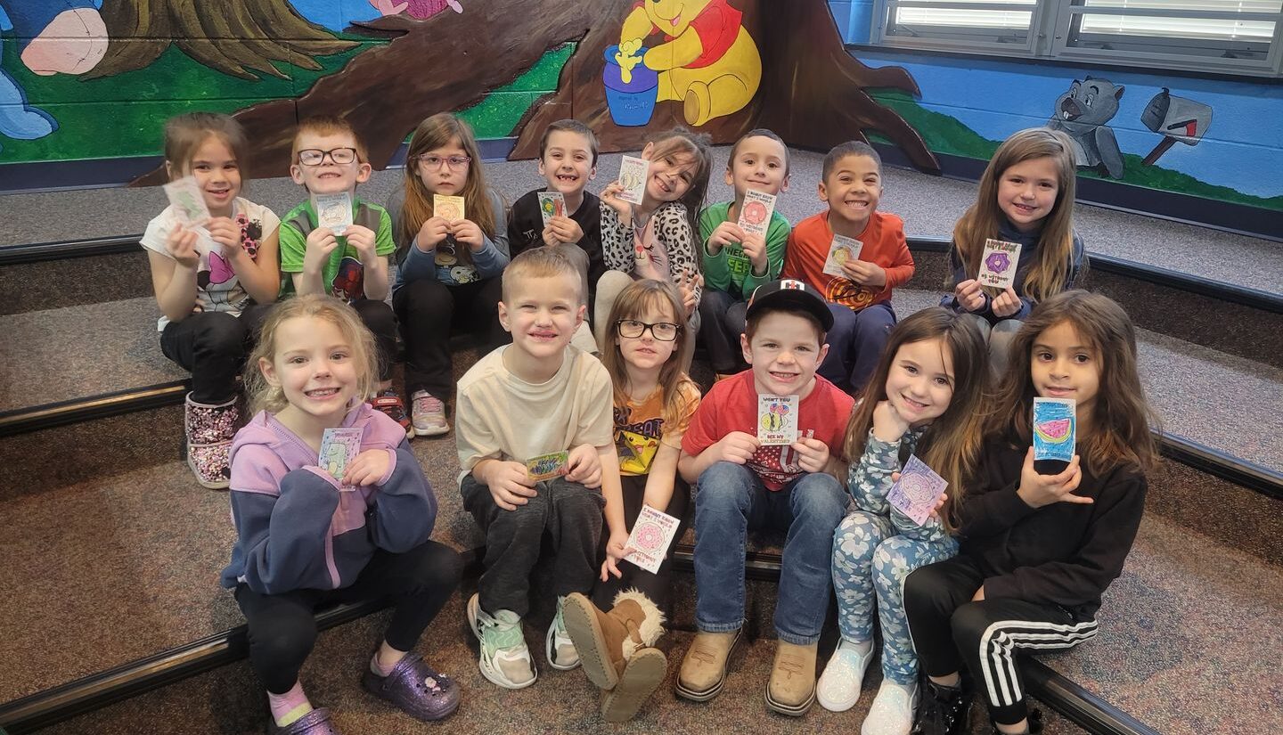 kindergarten classroom with valentines day cards